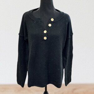 Black Knit Button-Front Sweater 🖤✨